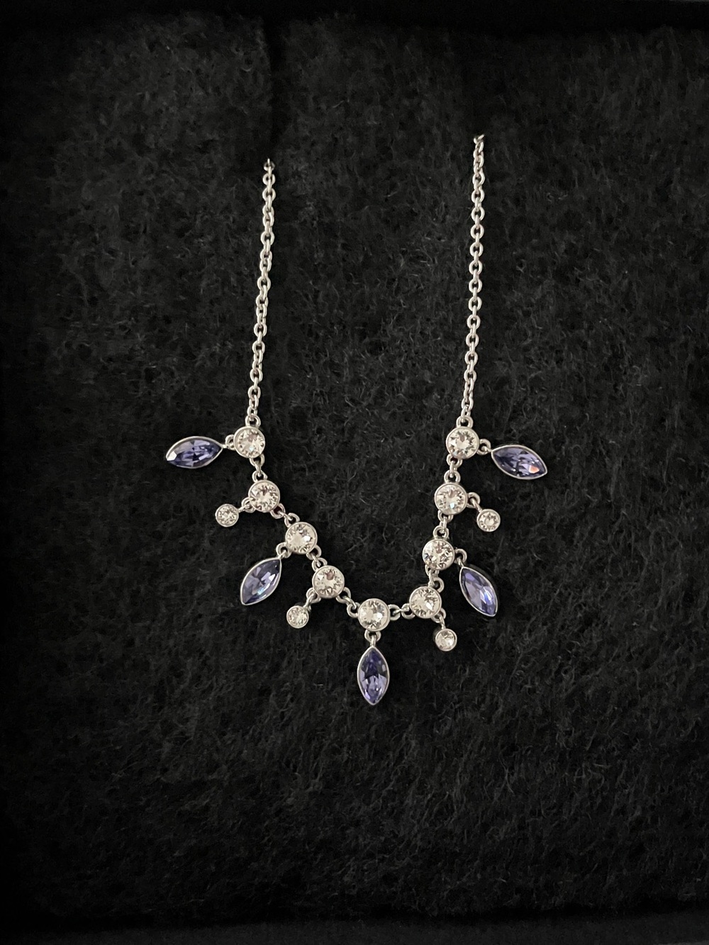 Oliver Weber Sort Swarovski Silver Violet Tanzanite Crystal Necklace